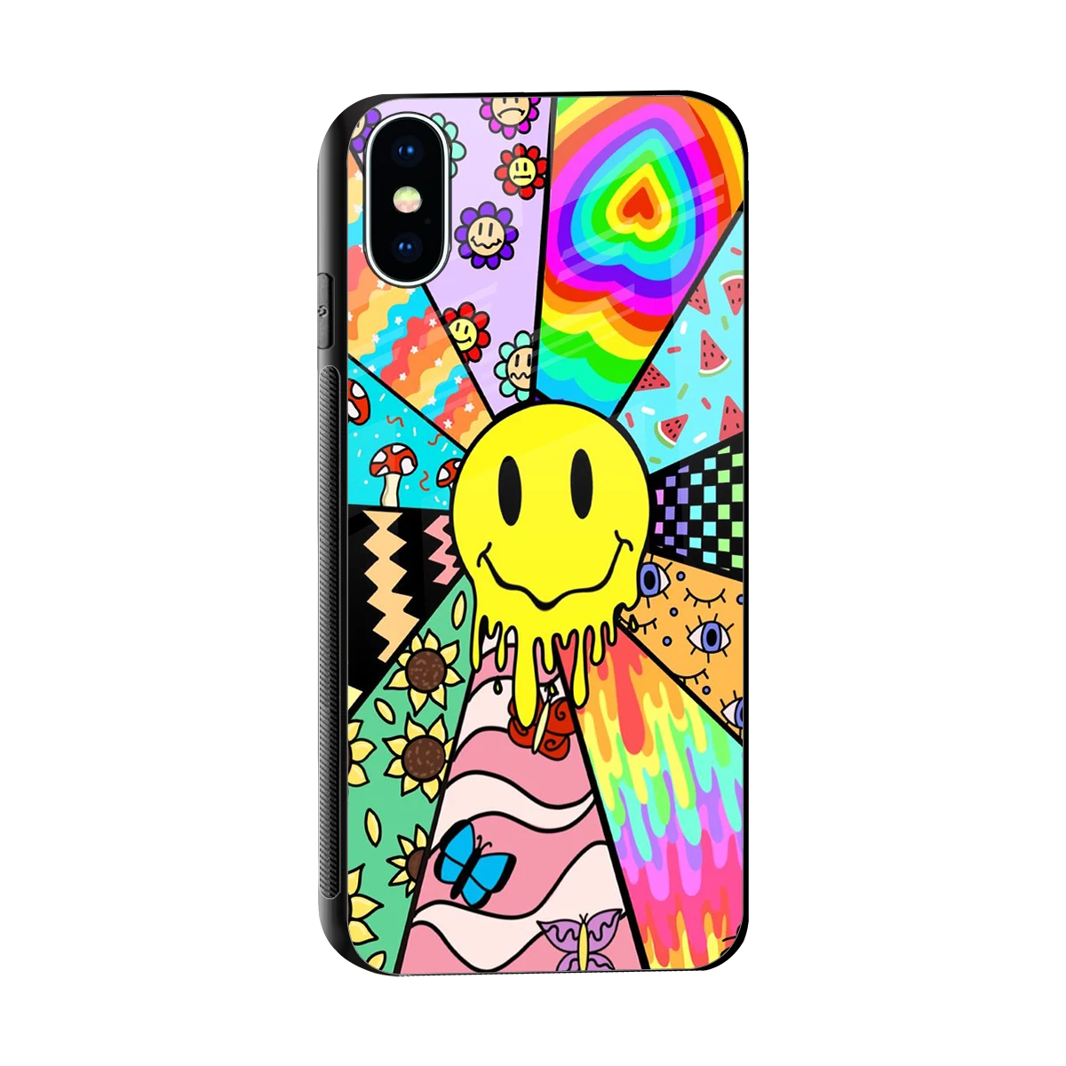 Y2K Doodle sleek iphone x cover with tempered glass back and TPU edges
