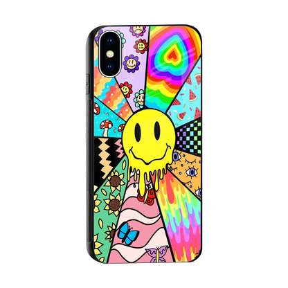 Y2K Doodle sleek iphone x cover with tempered glass back and TPU edges