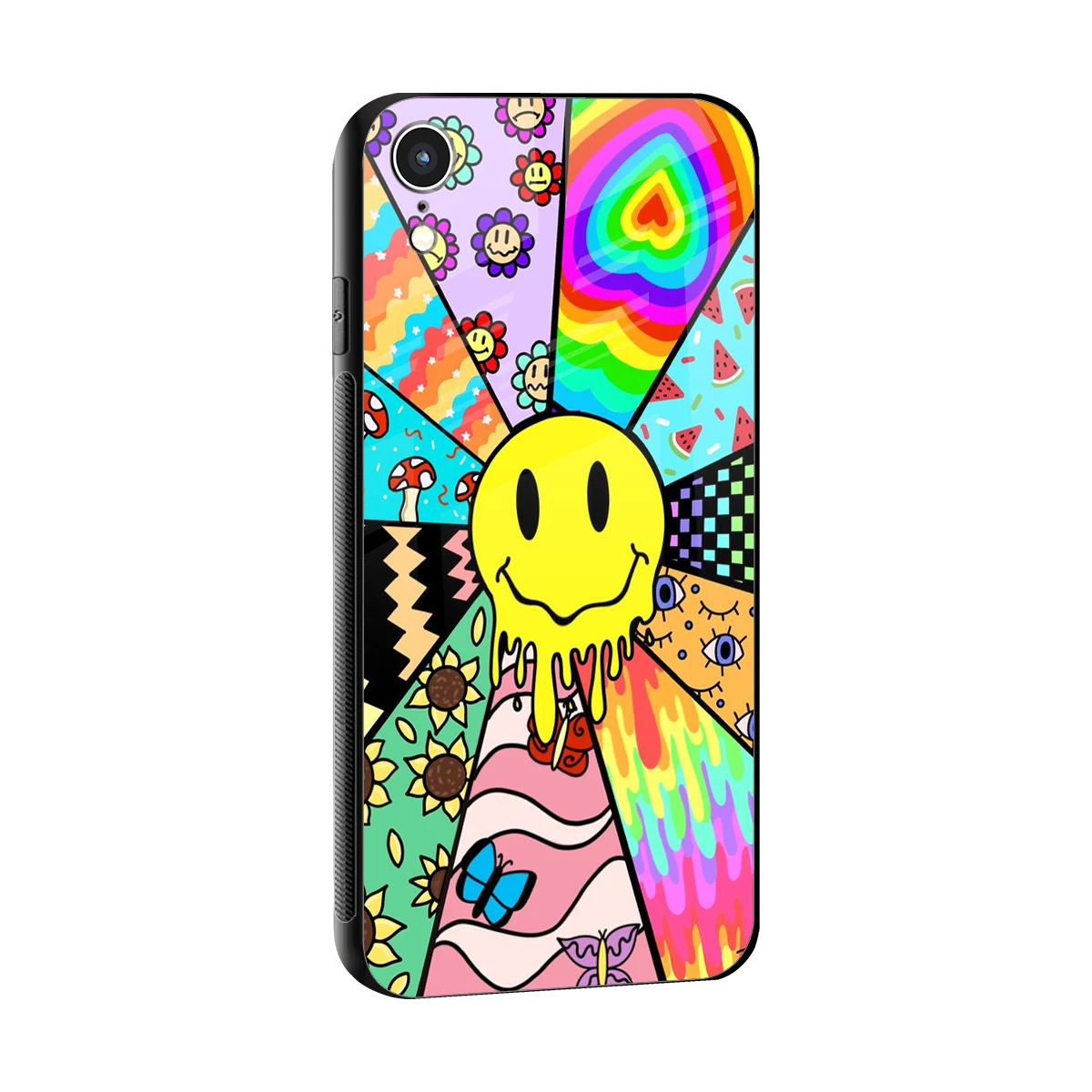 Y2K Doodle sleek iphone xr cover with tempered glass back and TPU edges