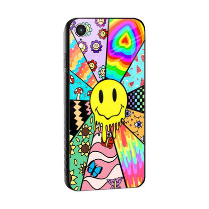 Y2K Doodle sleek iphone xr cover with tempered glass back and TPU edges