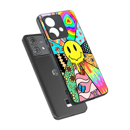 Y2K Doodle sleek motorola edge 40 neo 5g cover with tempered glass back and TPU edges