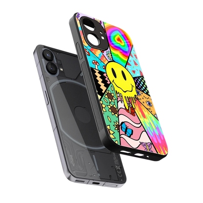 Y2K Doodle sleek nothing phone 1 cover with tempered glass back and TPU edges