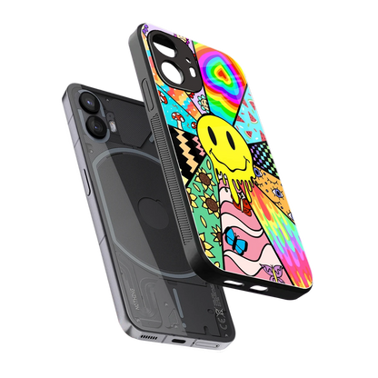 Y2K Doodle sleek nothing phone 2 cover with tempered glass back and TPU edges