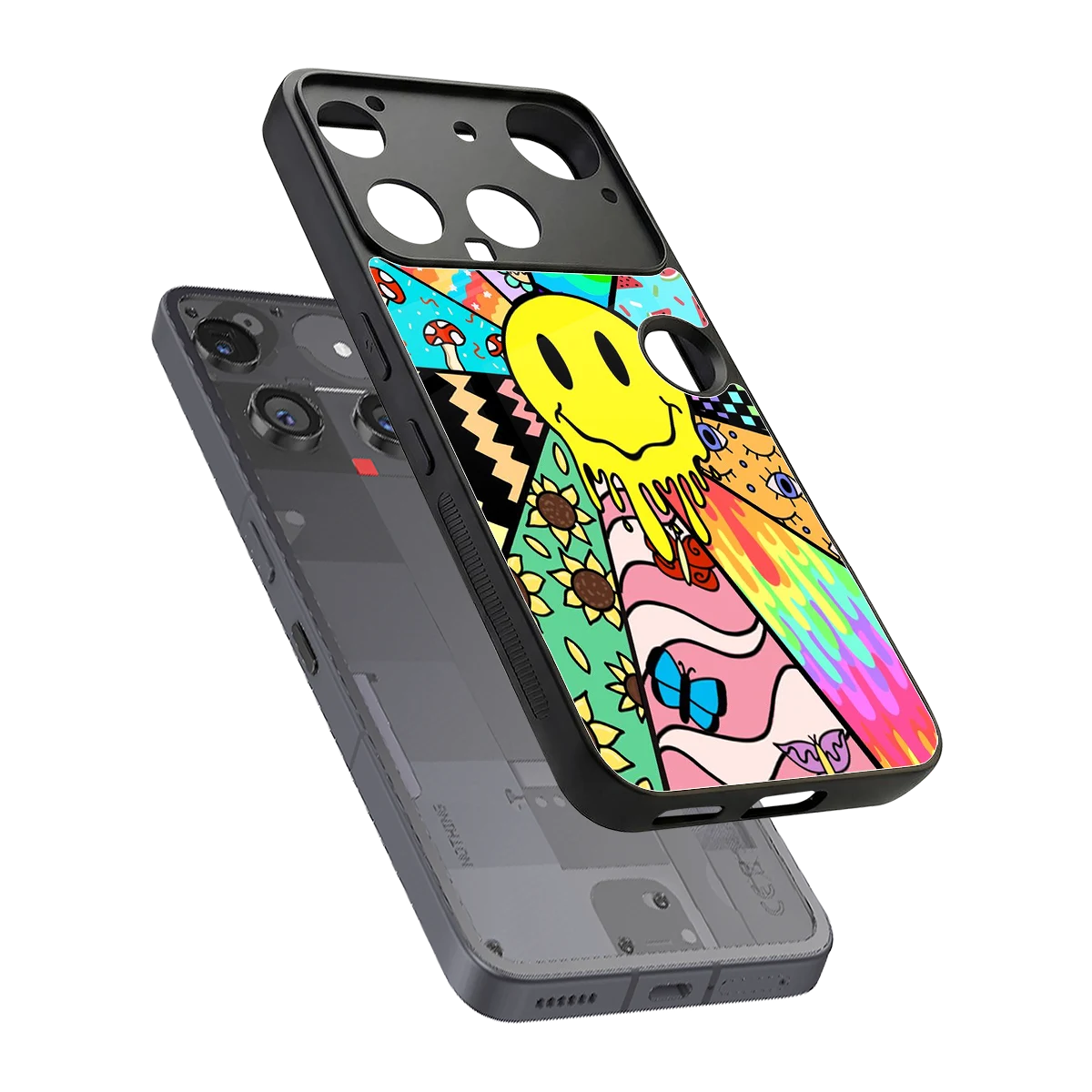 Y2K Doodle sleek nothing phone 3 cover with tempered glass back and TPU edges