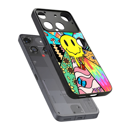 Y2K Doodle sleek nothing phone 3 cover with tempered glass back and TPU edges