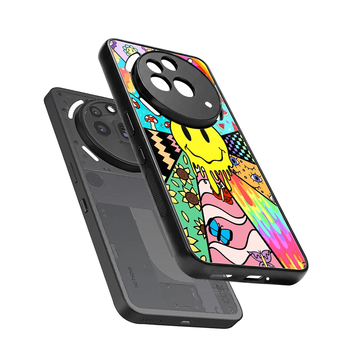 Y2K Doodle sleek nothing phone 3a pro cover with tempered glass back and TPU edges