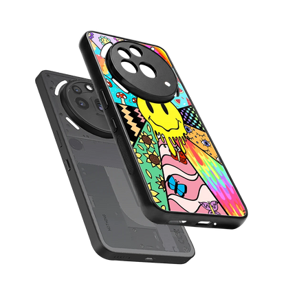 Y2K Doodle sleek nothing phone 3a pro cover with tempered glass back and TPU edges