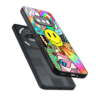 Y2K Doodle sleek nothing phone 3a cover with tempered glass back and TPU edges