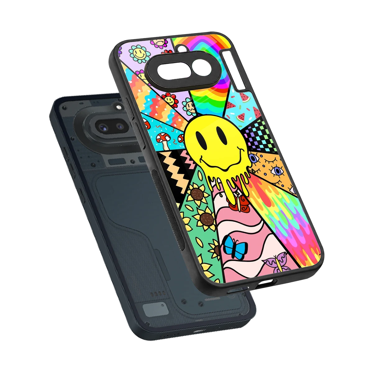 Y2K Doodle sleek nothing phone 4a cover with tempered glass back and TPU edges