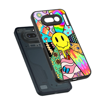 Y2K Doodle sleek nothing phone 4a cover with tempered glass back and TPU edges