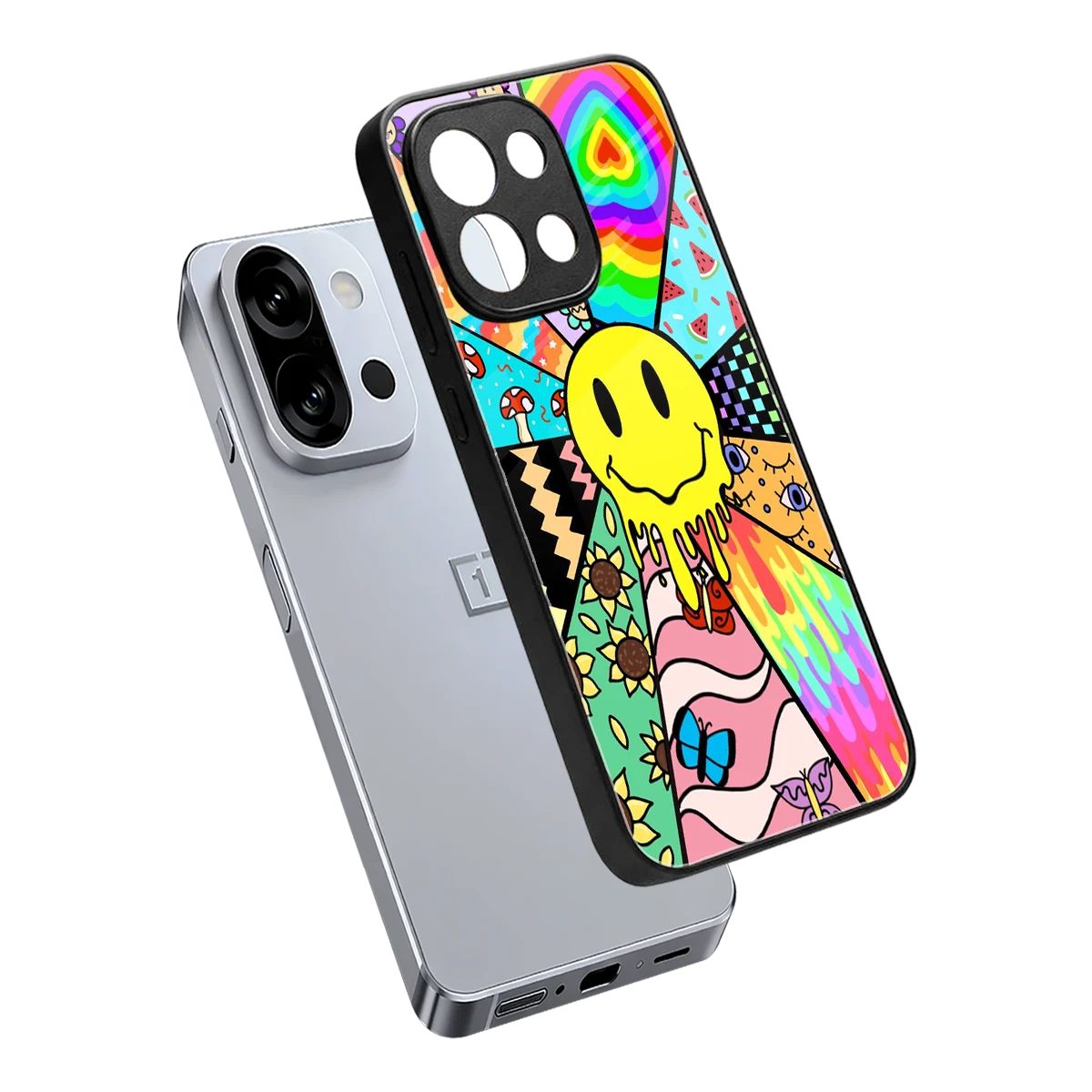 Y2K Doodle sleek oneplus 13s cover with tempered glass back and TPU edges
