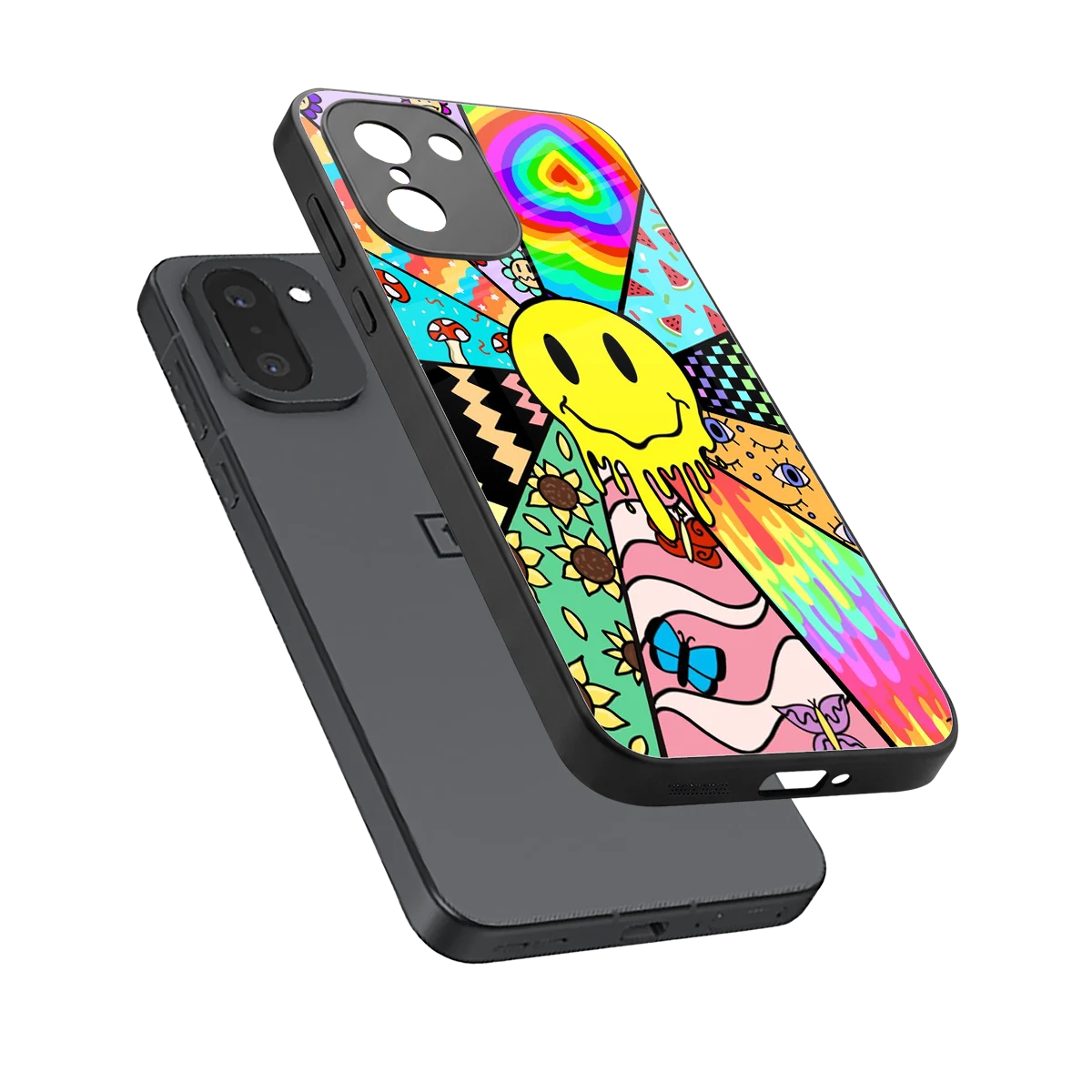 Y2K Doodle sleek oneplus 15r cover with tempered glass back and TPU edges