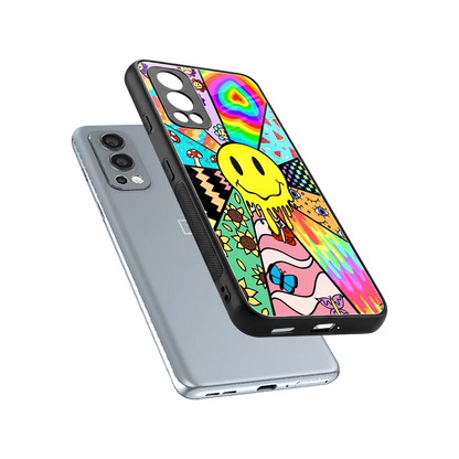 Y2K Doodle sleek oneplus nord 2 cover with tempered glass back and TPU edges
