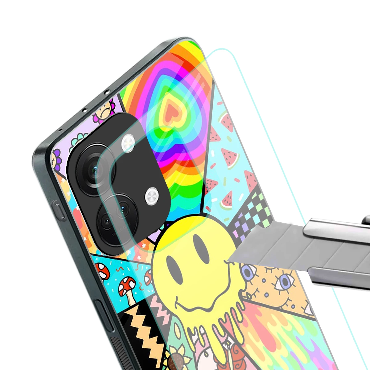 Y2K Doodle stylish phone case for oneplus nord 3 | glossy glass and slim fit