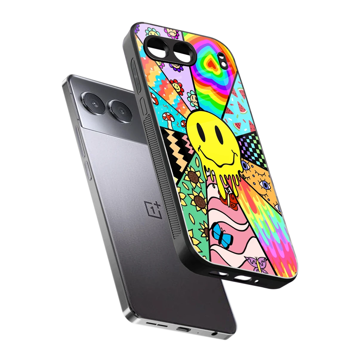 Y2K Doodle sleek oneplus nord 4 cover with tempered glass back and TPU edges