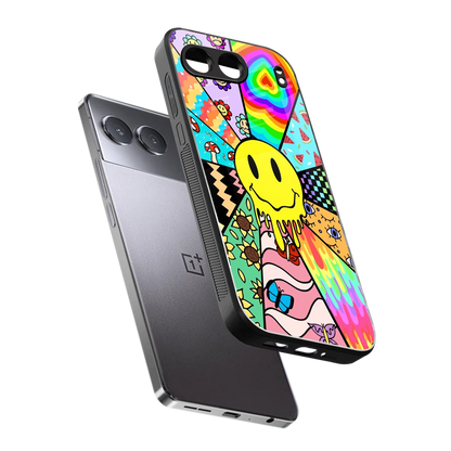 Y2K Doodle sleek oneplus nord 4 cover with tempered glass back and TPU edges