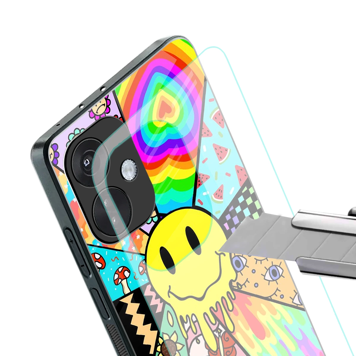 Y2K Doodle stylish phone case for oneplus nord ce 3 | glossy glass and slim fit