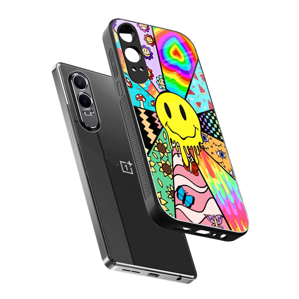 Y2K Doodle sleek oneplus nord ce 4 lite cover with tempered glass back and TPU edges