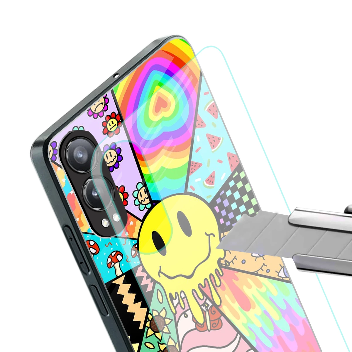 Y2K Doodle stylish phone case for oneplus nord ce 4 lite | glossy glass and slim fit