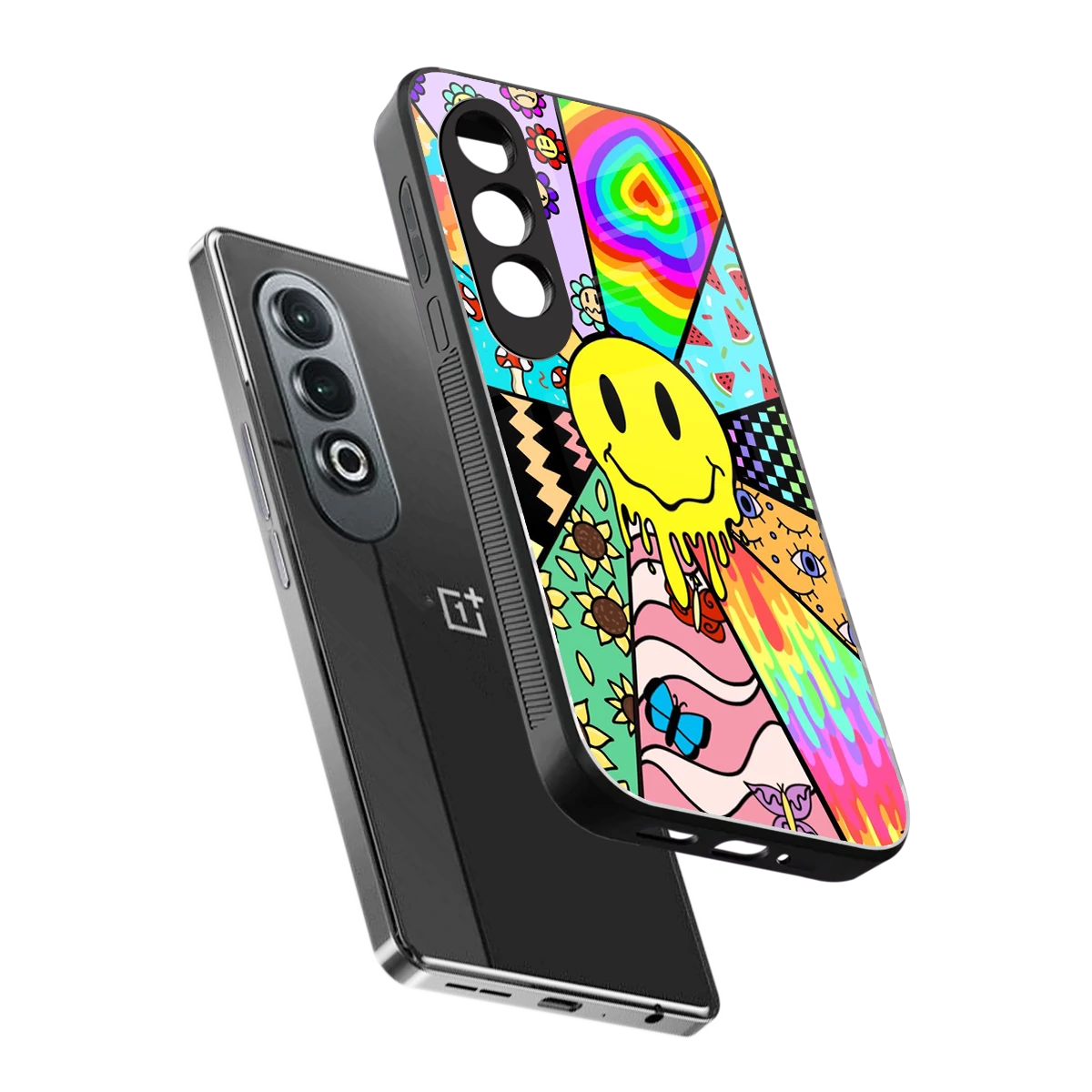 Y2K Doodle sleek oneplus nord ce 4 cover with tempered glass back and TPU edges