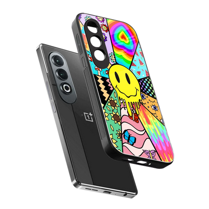 Y2K Doodle sleek oneplus nord ce 4 cover with tempered glass back and TPU edges