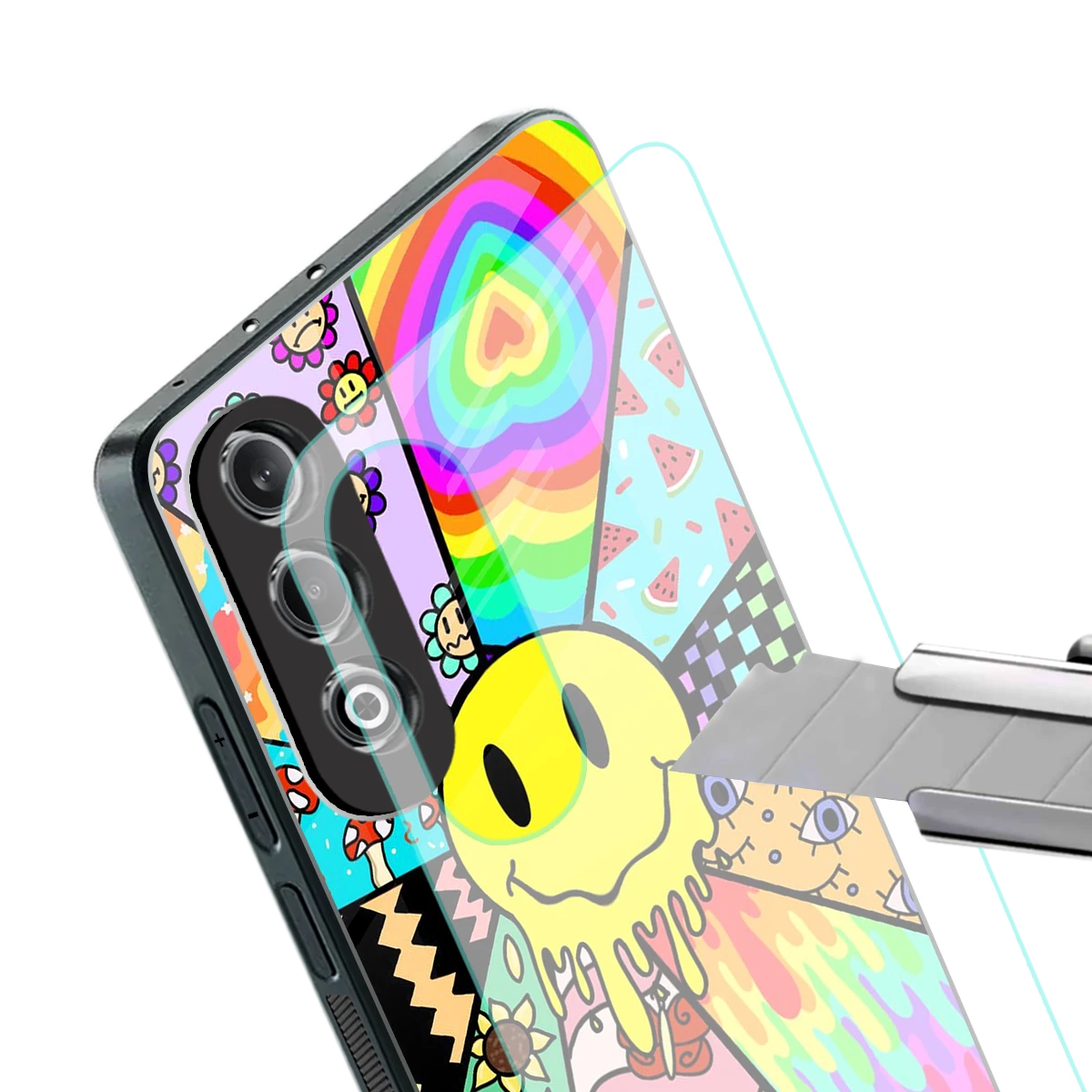 Y2K Doodle stylish phone case for oneplus nord ce 4 | glossy glass and slim fit