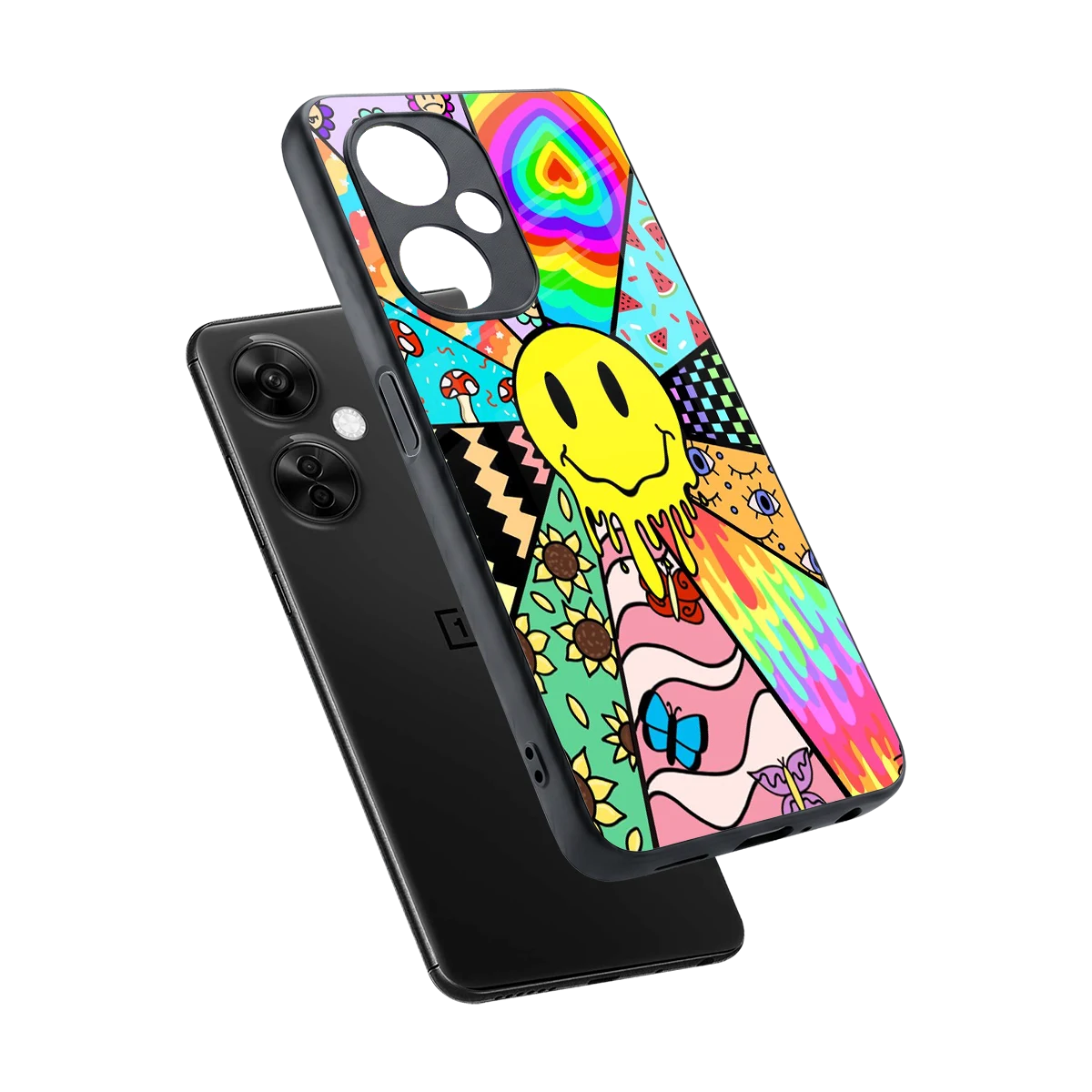 Y2K Doodle sleek oneplus nord ce 3 lite cover with tempered glass back and TPU edges