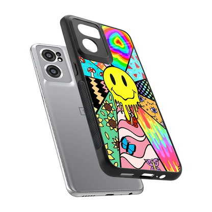 Y2K Doodle sleek oneplus nord ce 2 cover with tempered glass back and TPU edges