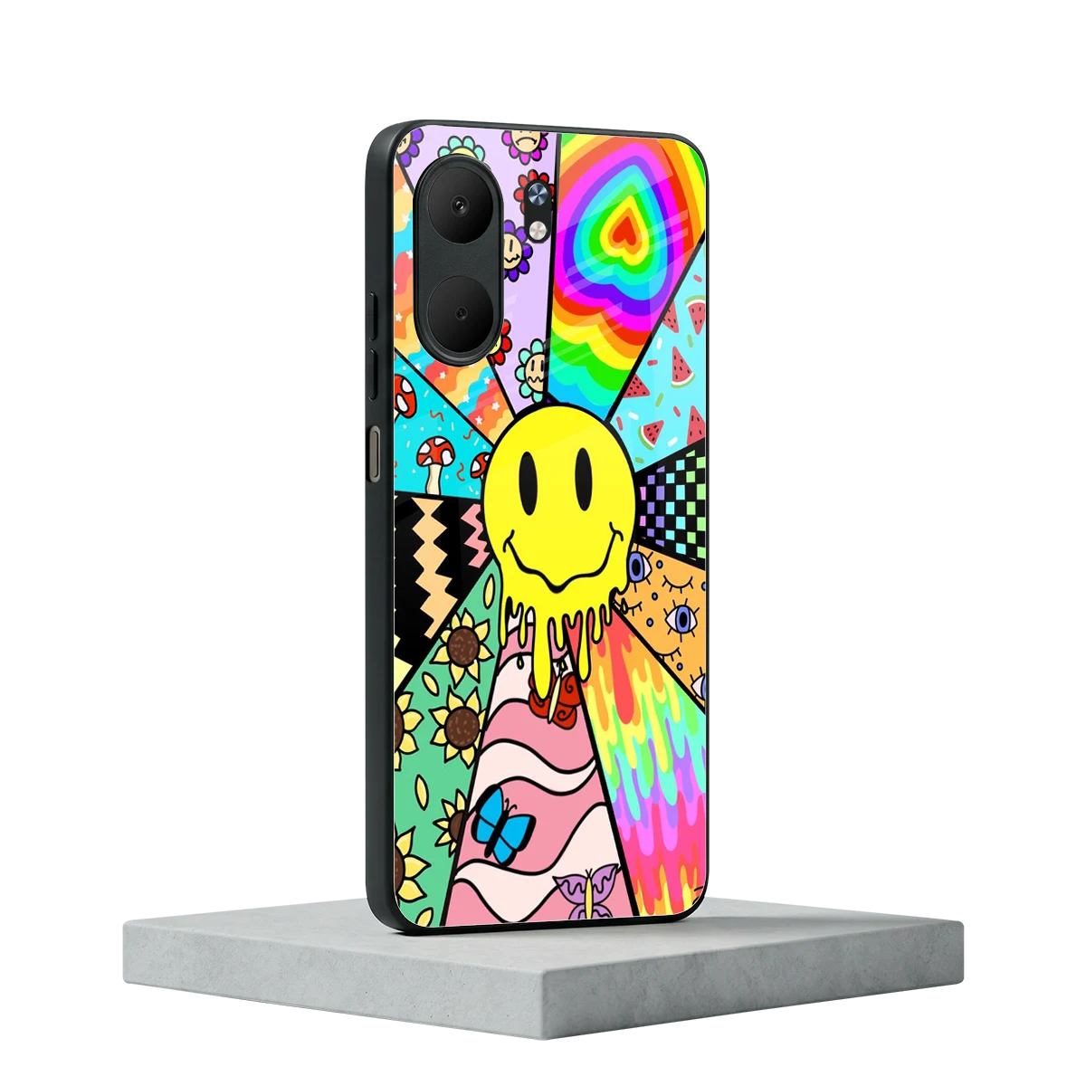 Y2K Doodle oppo a5x 5g mobile cover | shockproof glass phone case