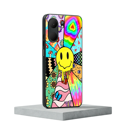 Y2K Doodle oppo a5x 5g mobile cover | shockproof glass phone case