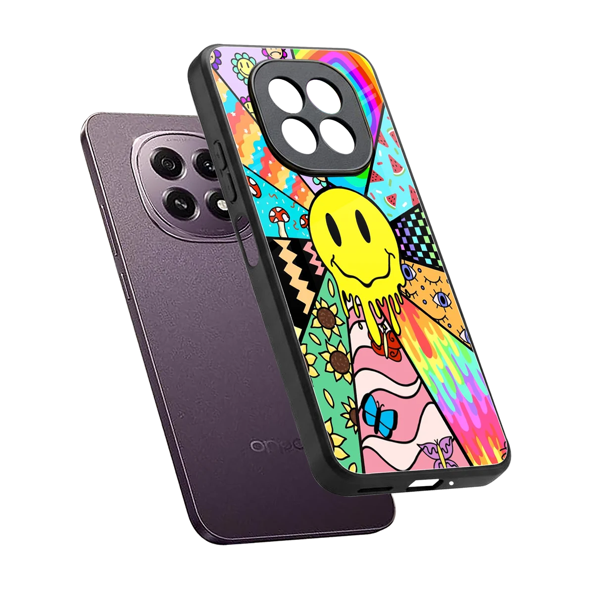 Y2K Doodle sleek oppo f29 5g cover with tempered glass back and TPU edges