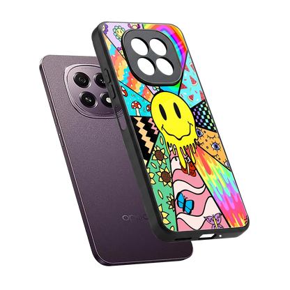 Y2K Doodle sleek oppo f29 5g cover with tempered glass back and TPU edges