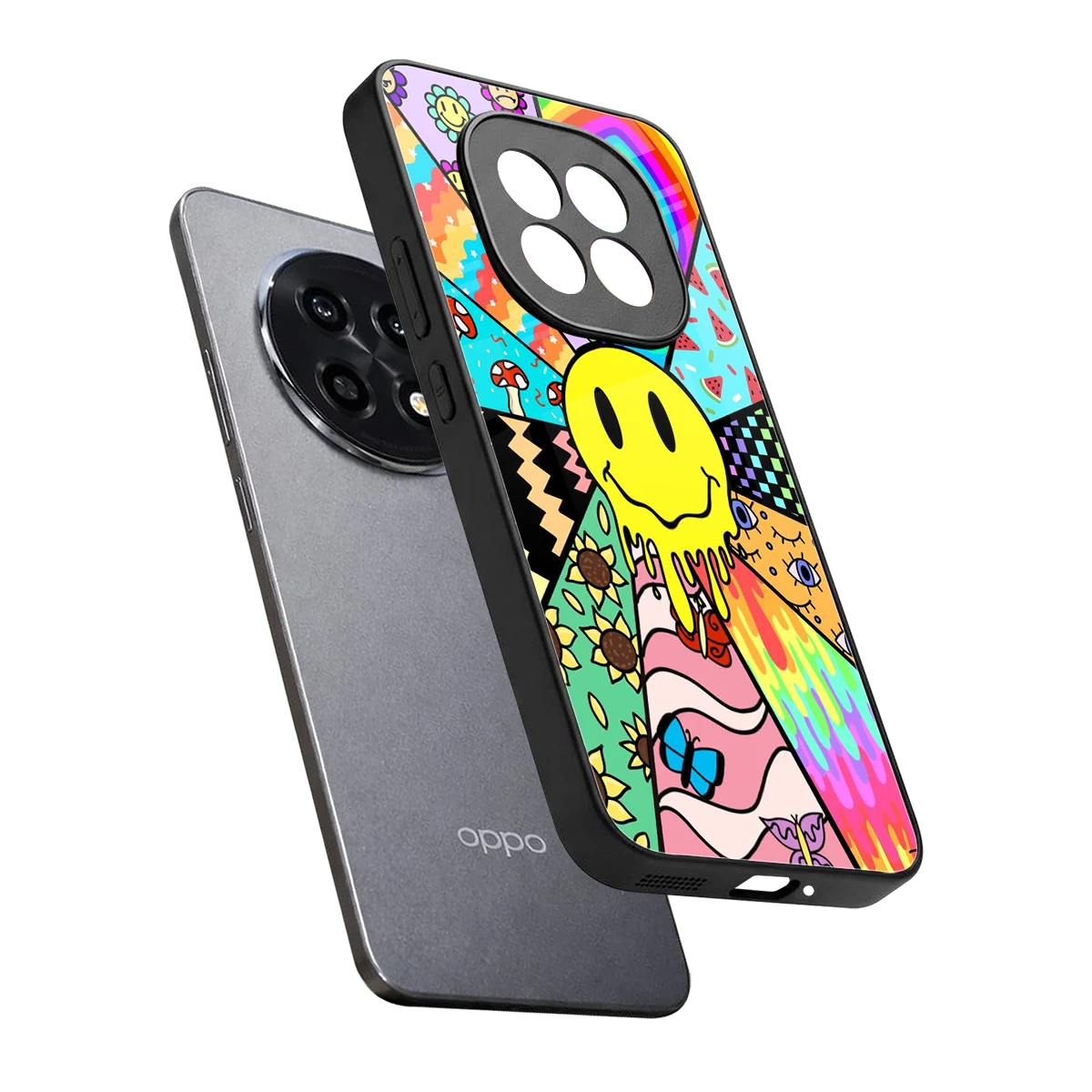 Y2K Doodle sleek oppo f29 pro 5g cover with tempered glass back and TPU edges