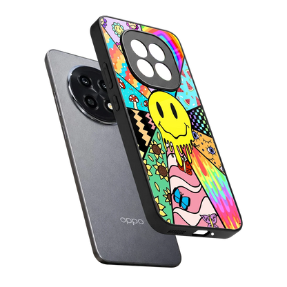 Y2K Doodle sleek oppo f29 pro 5g cover with tempered glass back and TPU edges