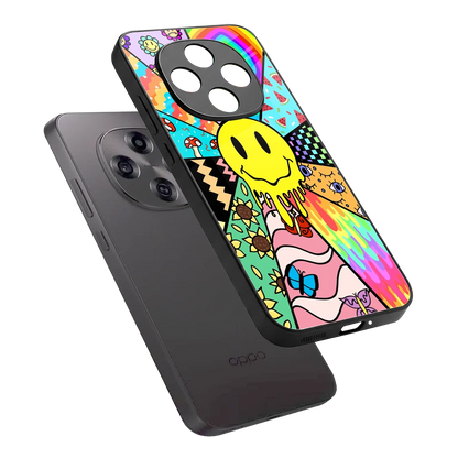 Y2K Doodle sleek oppo f31 pro 5g cover with tempered glass back and TPU edges