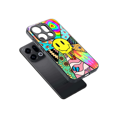 Y2K Doodle sleek oppo find x9 cover with tempered glass back and TPU edges