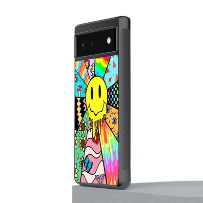 Y2K Doodle stylish phone case for google pixel 6a | glossy glass and slim fit