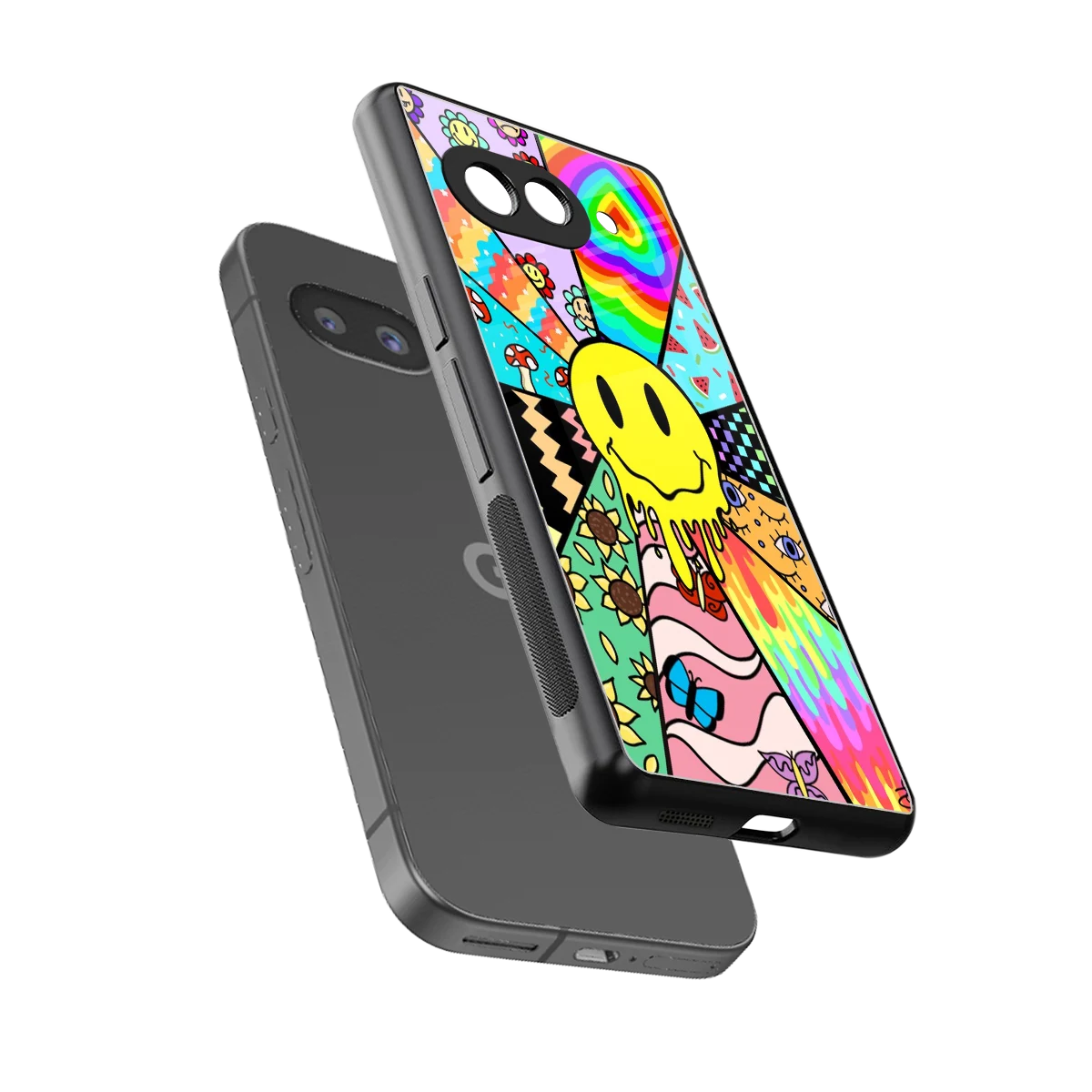 Y2K Doodle sleek google pixel 10a cover with tempered glass back and TPU edges