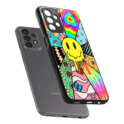 Y2K Doodle sleek samsung galaxy a23 cover with tempered glass back and TPU edges