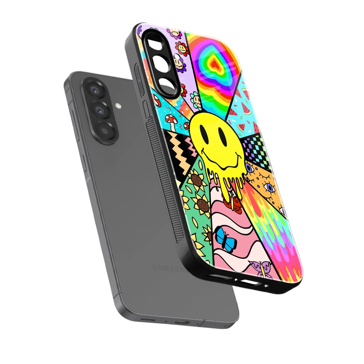 Y2K Doodle sleek samsung galaxy a17 5g cover with tempered glass back and TPU edges