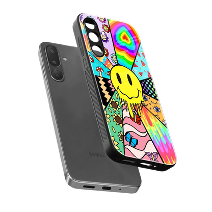 Y2K Doodle sleek samsung galaxy m36 5g cover with tempered glass back and TPU edges