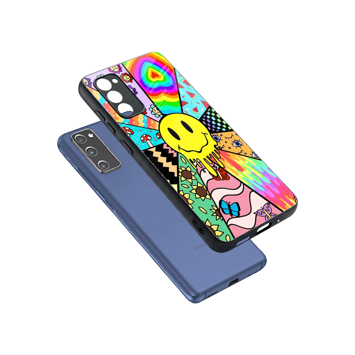 Y2K Doodle sleek samsung galaxy s20 fe cover with tempered glass back and TPU edges