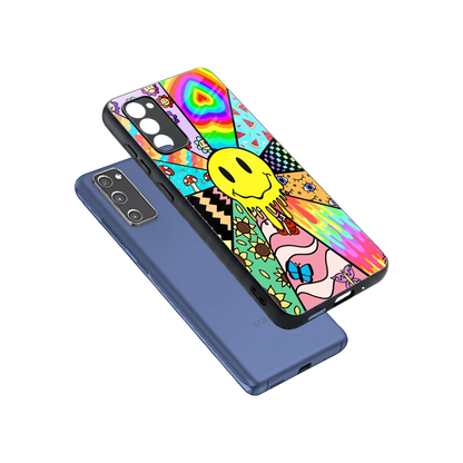 Y2K Doodle sleek samsung galaxy s20 fe cover with tempered glass back and TPU edges
