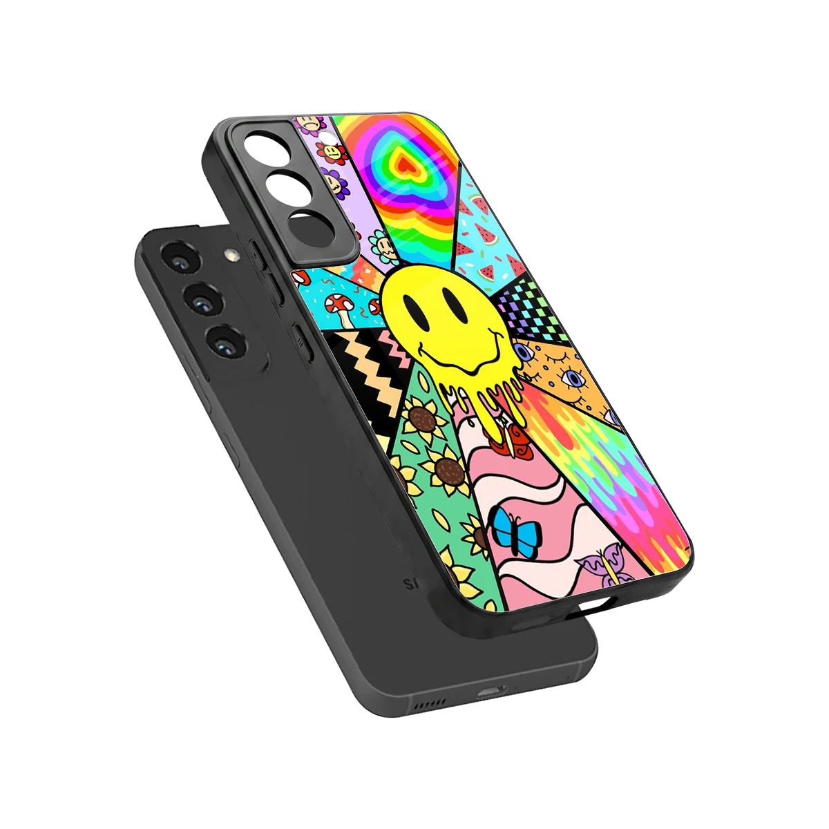 Y2K Doodle sleek samsung galaxy s22 cover with tempered glass back and TPU edges