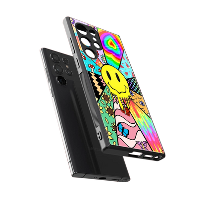 Y2K Doodle sleek samsung galaxy s24 ultra cover with tempered glass back and TPU edges