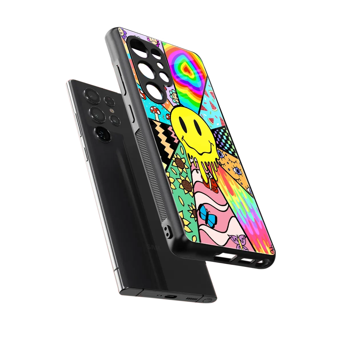 Y2K Doodle sleek samsung galaxy s25 ultra cover with tempered glass back and TPU edges
