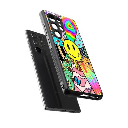 Y2K Doodle sleek samsung galaxy s25 ultra cover with tempered glass back and TPU edges