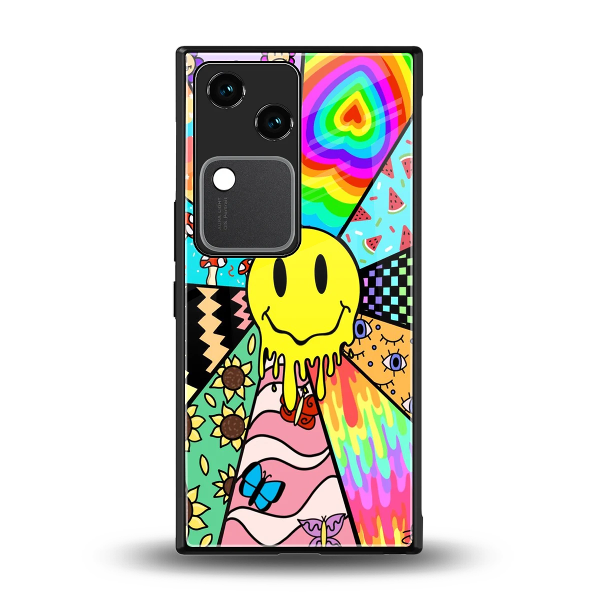 Y2K Doodle back phone cover | glass case for vivo v30