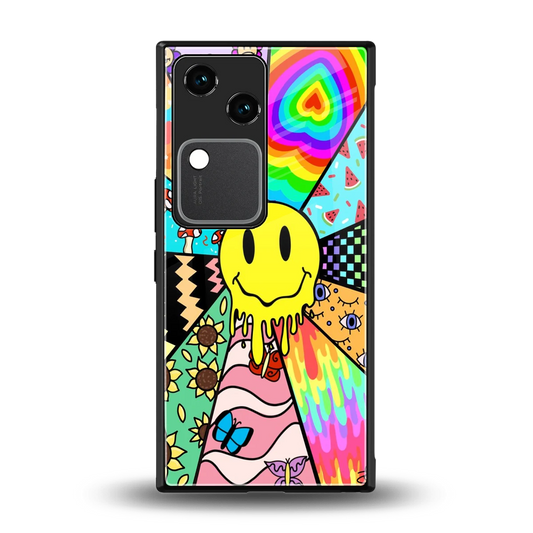 Y2K Doodle back phone cover | glass case for vivo v30