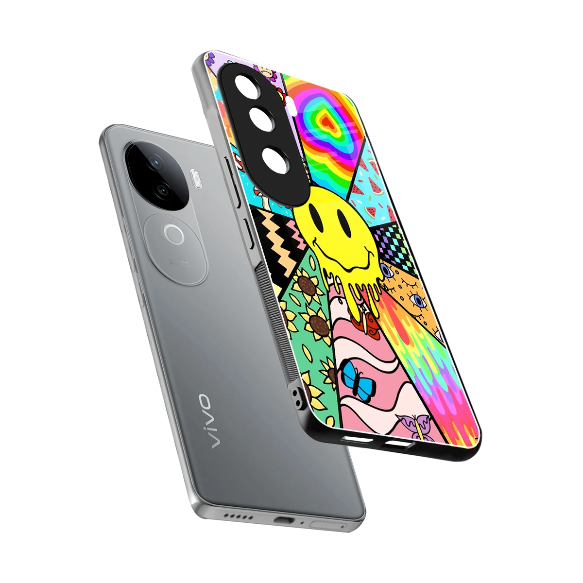 Y2K Doodle sleek vivo v40e cover with tempered glass back and TPU edges